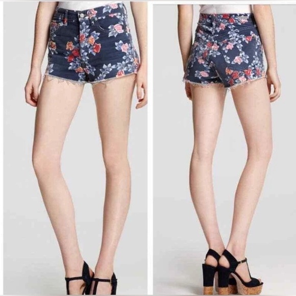 Citizens Of Humanity Pants - CITIZENS OF HUMANITY FLORAL HIGH RISE CUT-OFF SIZE 28 DENIM SHORTS FESTIVAL BOHO
